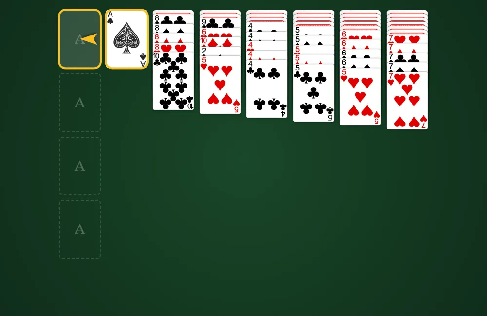 Moving cards to the foundation piles in Alaska Solitaire