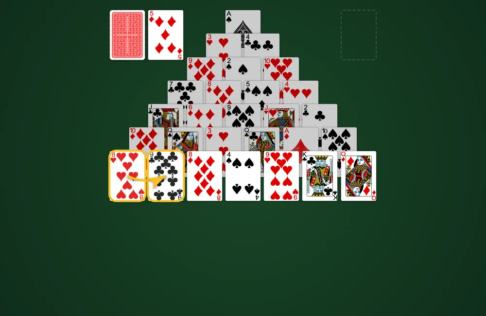 Making matches of same or consecutive card ranks in Cheops Solitaire