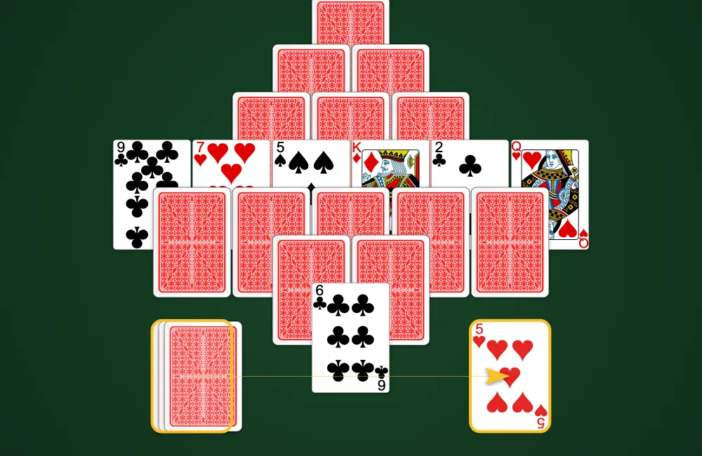 Drawing a card from the stock pile in Diamond Solitaire