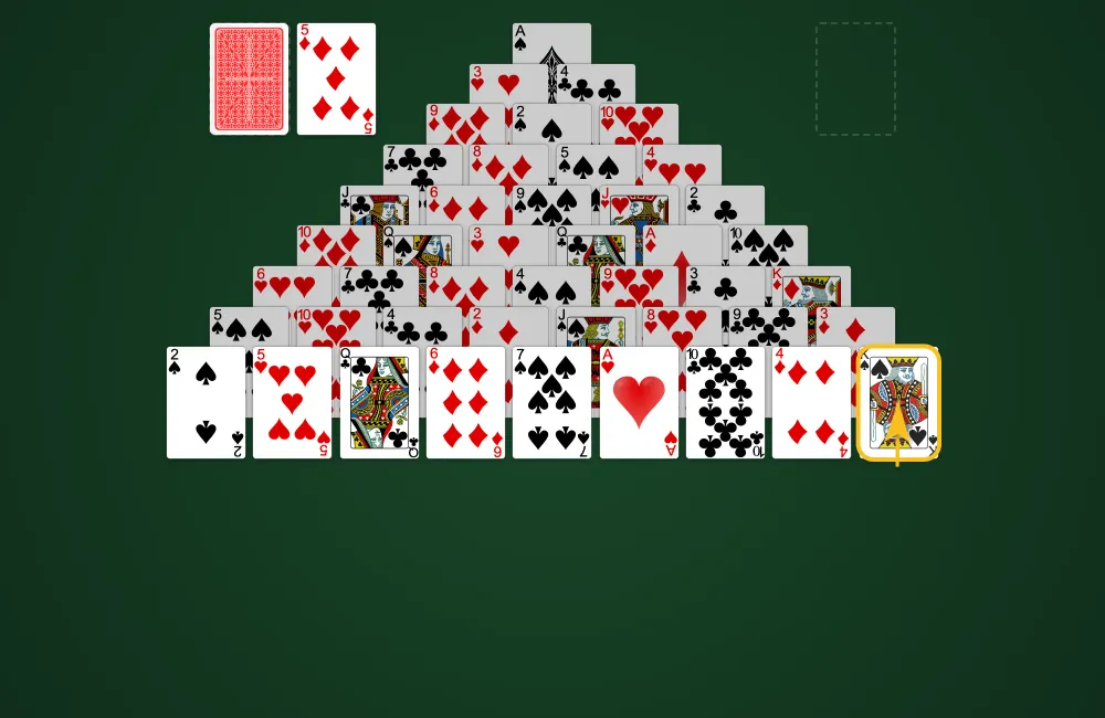 Removing uncovered Kings worth 13 points in Double Pyramid Solitaire