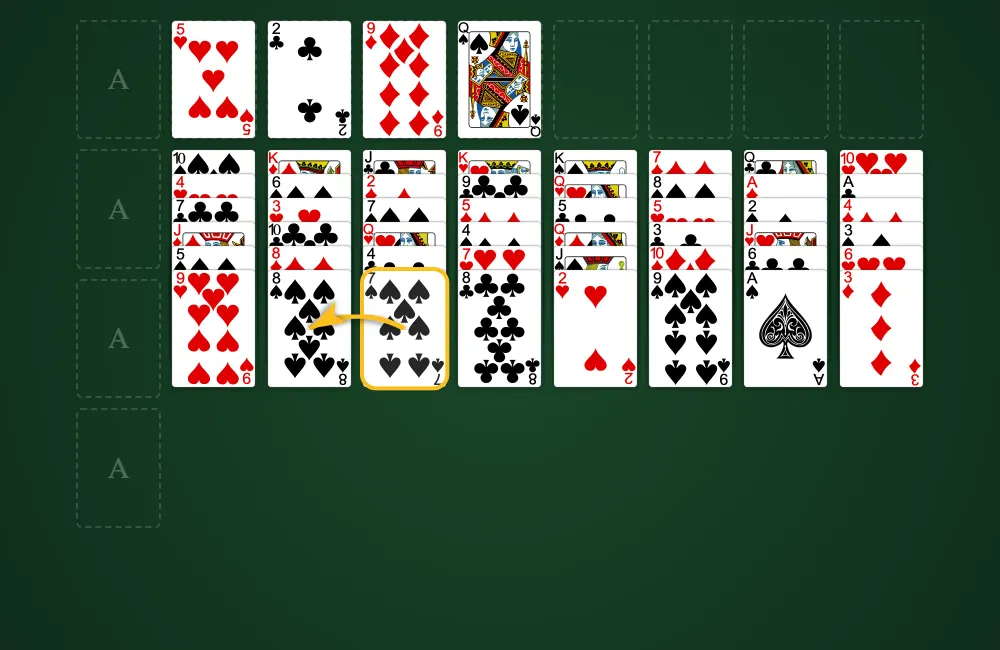 Moving cards in Eight Off Solitaire tableau by the exact same suit