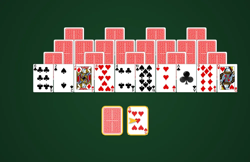 Drawing a card from the stock pile in Four Peaks Solitaire