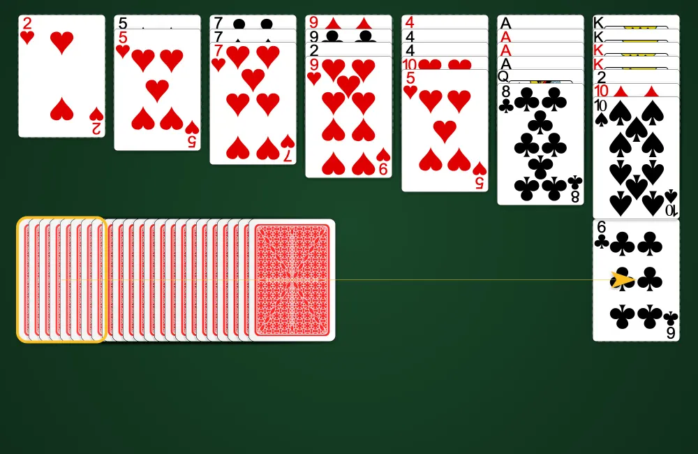 Drawing a card from the stock pile in Golf Rush Solitaire