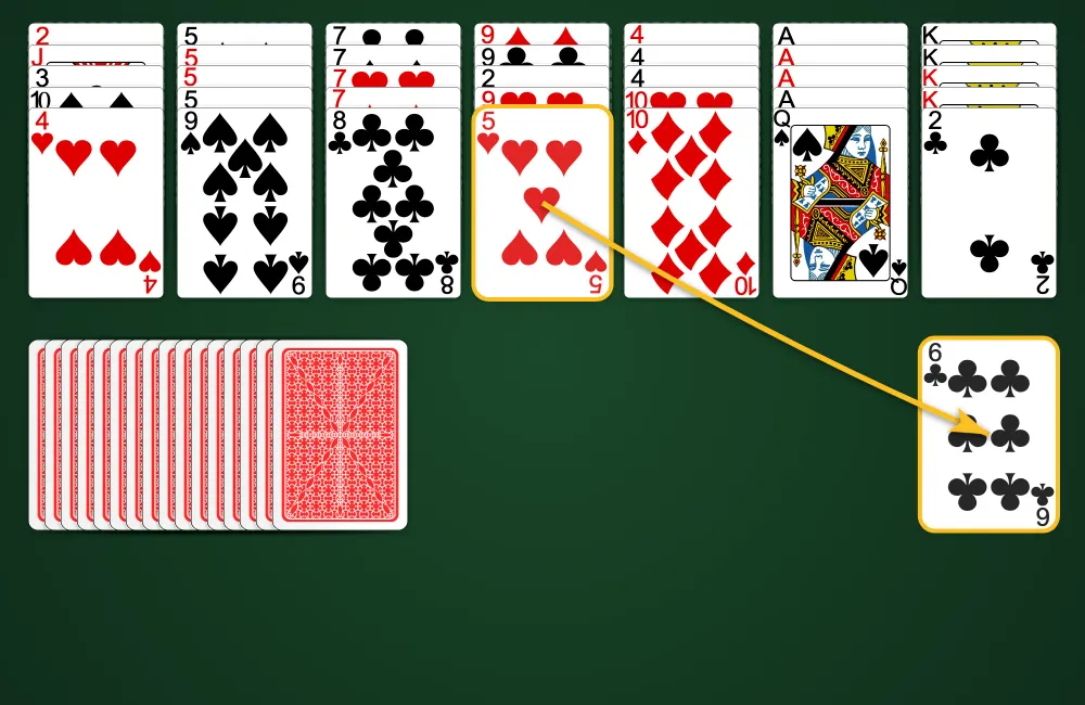 Removing cards in Golf Solitaire by matching one rank higher or lower