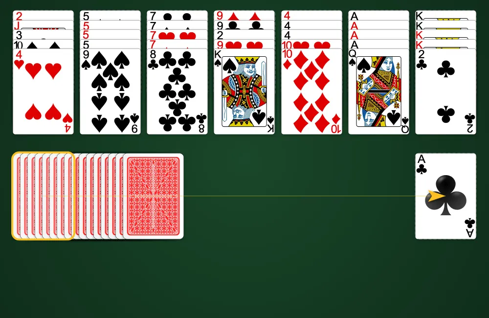 Drawing a card from the stock pile in Putt-Putt Solitaire