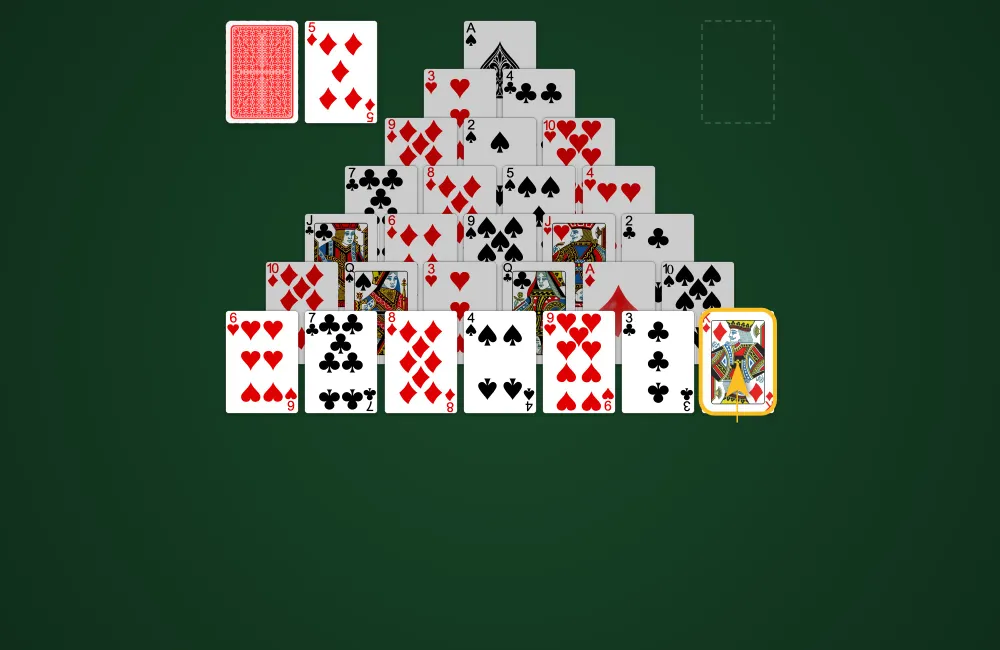 Removing free Kings worth 13 points in Pyramid Solitaire