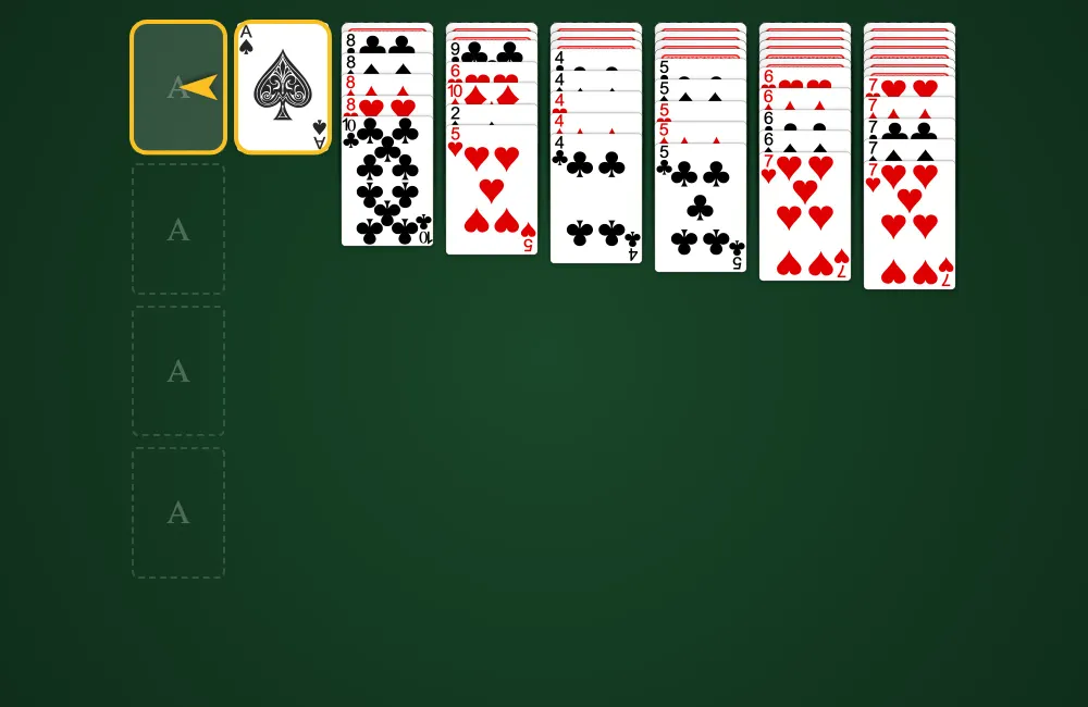 Building the foundations by suit in Russian Solitaire