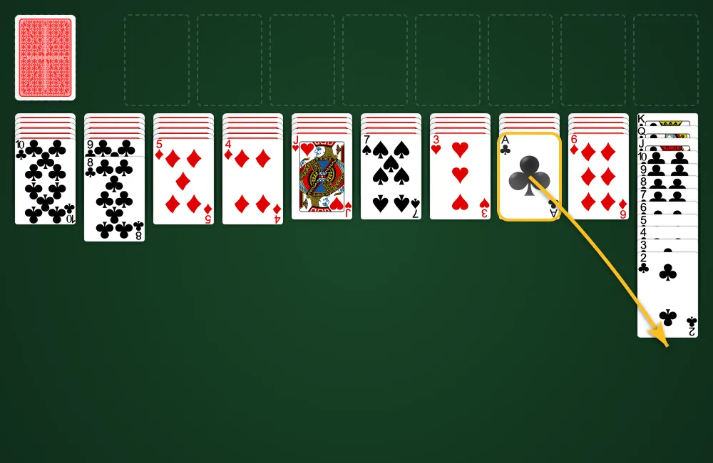 A complete Spades sequence cleared from the Spider Solitaire 4 Suits board