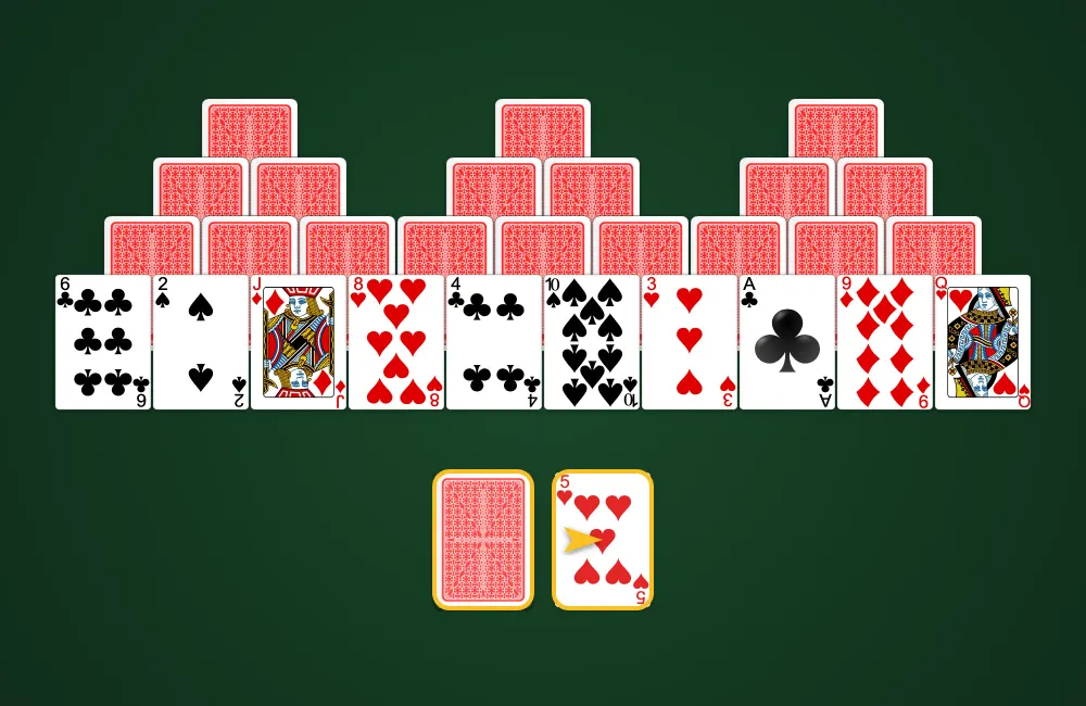 Drawing a card from the stock pile in TriPeaks Solitaire