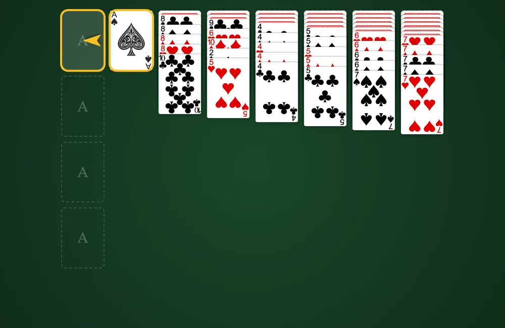 Moving cards to foundation piles in Yukon Solitaire